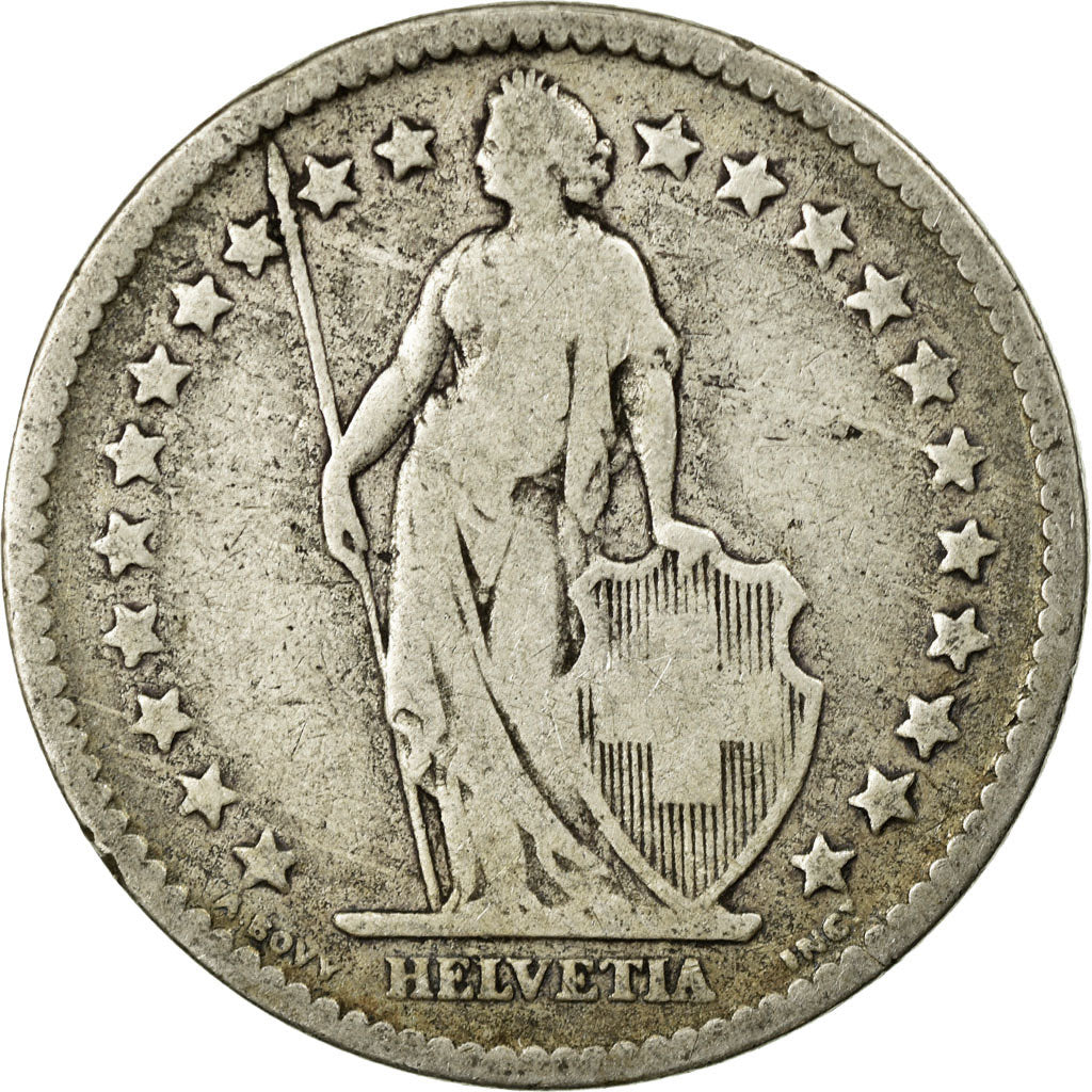 Coin, Switzerland, 2 Francs, 1874, Bern, VF(20-25), Silver, KM:21