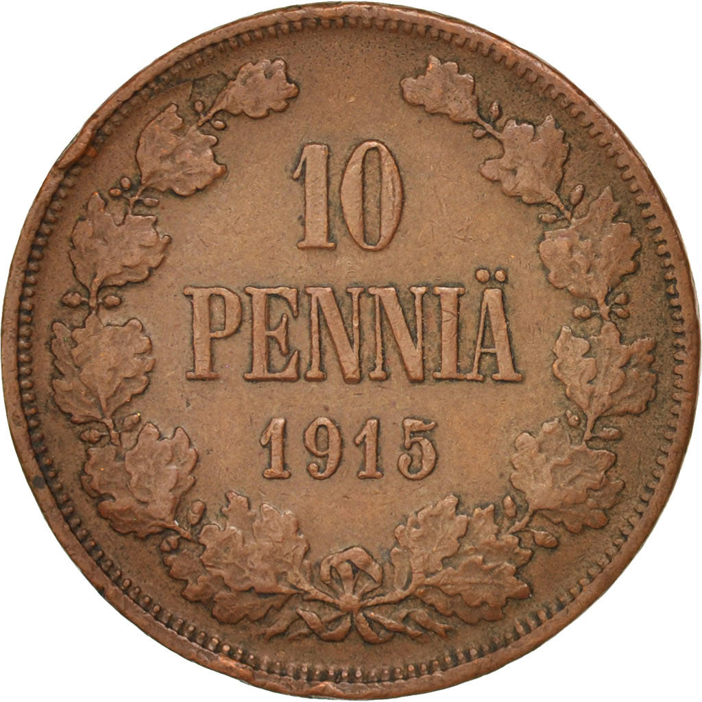 Coin, Finland, Nicholas II, 10 Pennia, 1915, EF(40-45), Copper, KM:14