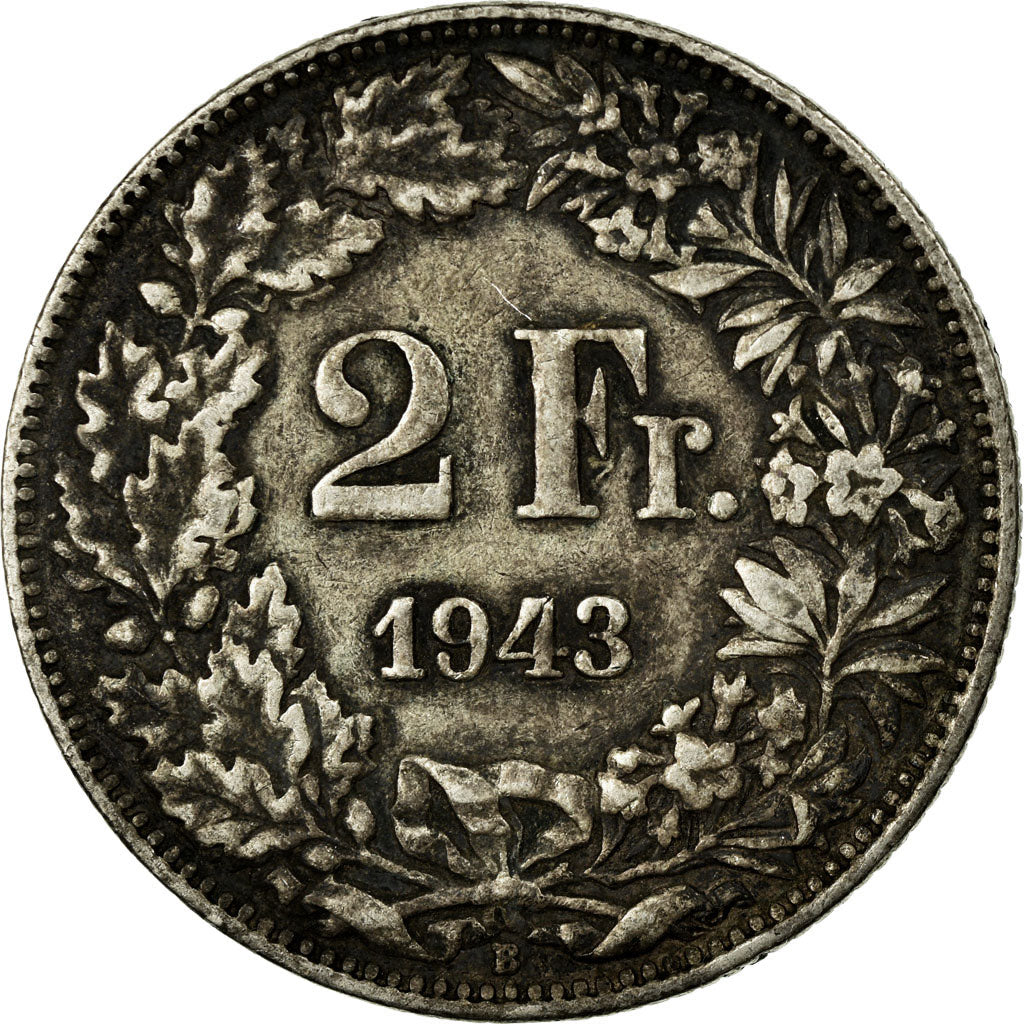 Moneta, Svizzera, 2 Francs, 1943, Bern, BB, Argento, KM:21