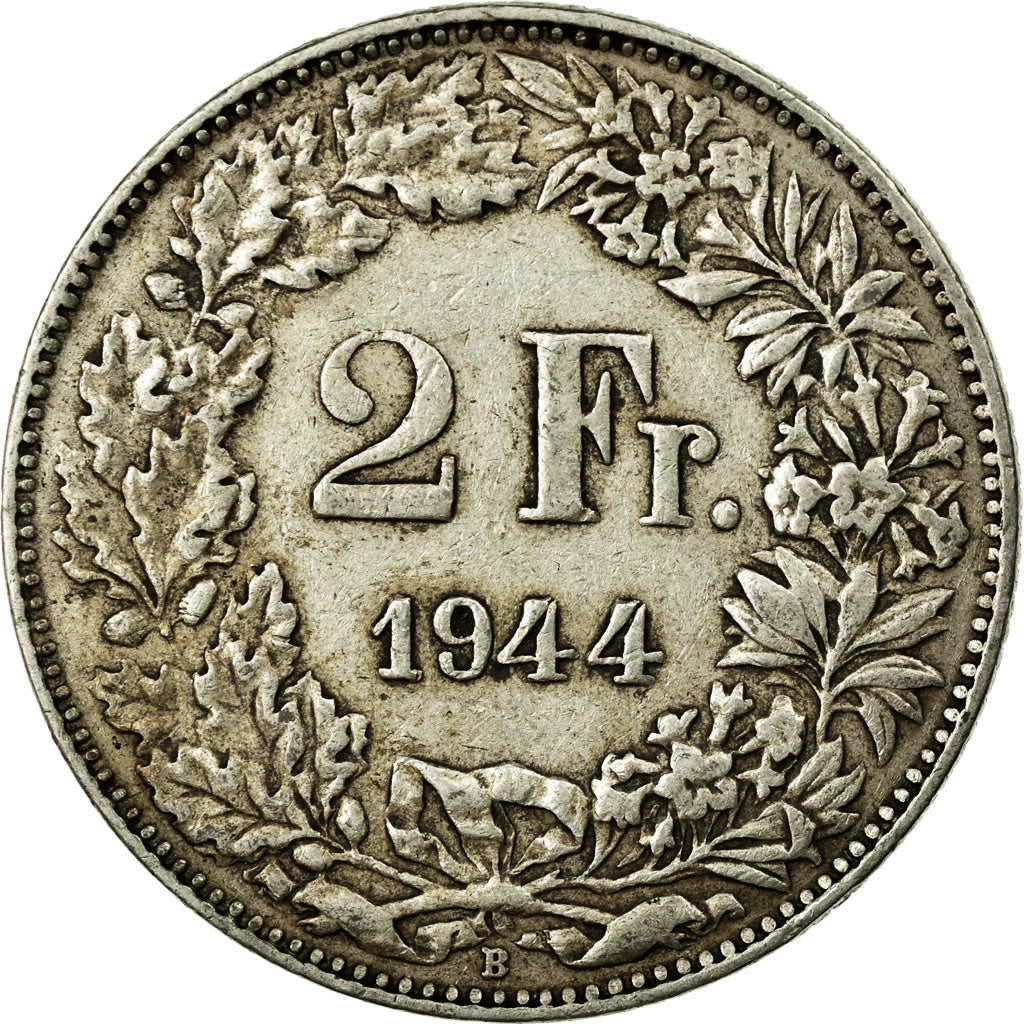 Moneta, Svizzera, 2 Francs, 1944, Bern, BB, Argento, KM:21
