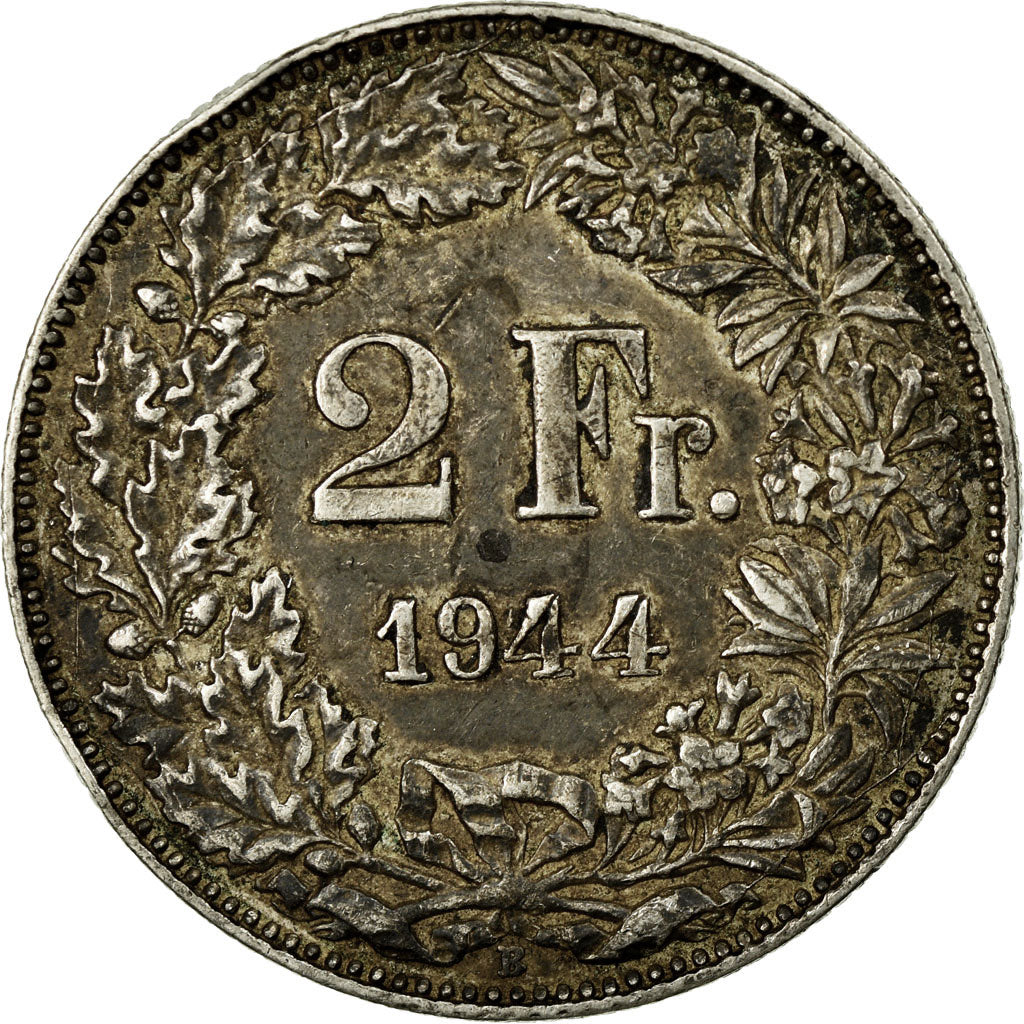 Moneta, Svizzera, 2 Francs, 1944, Bern, BB, Argento, KM:21