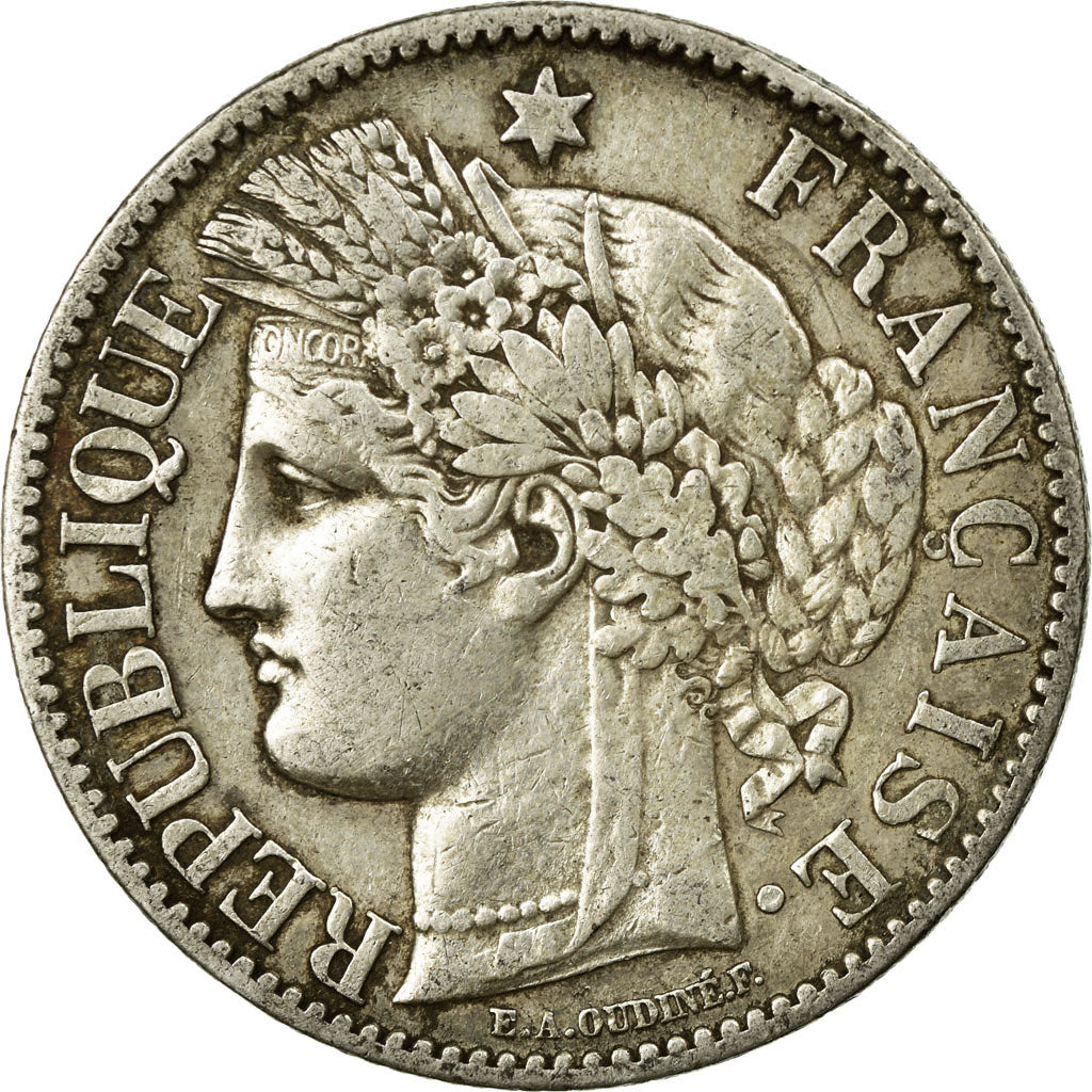 Moneda, Francia, Cérès, 2 Francs, 1887, Paris, MBC, Plata, KM:817.1