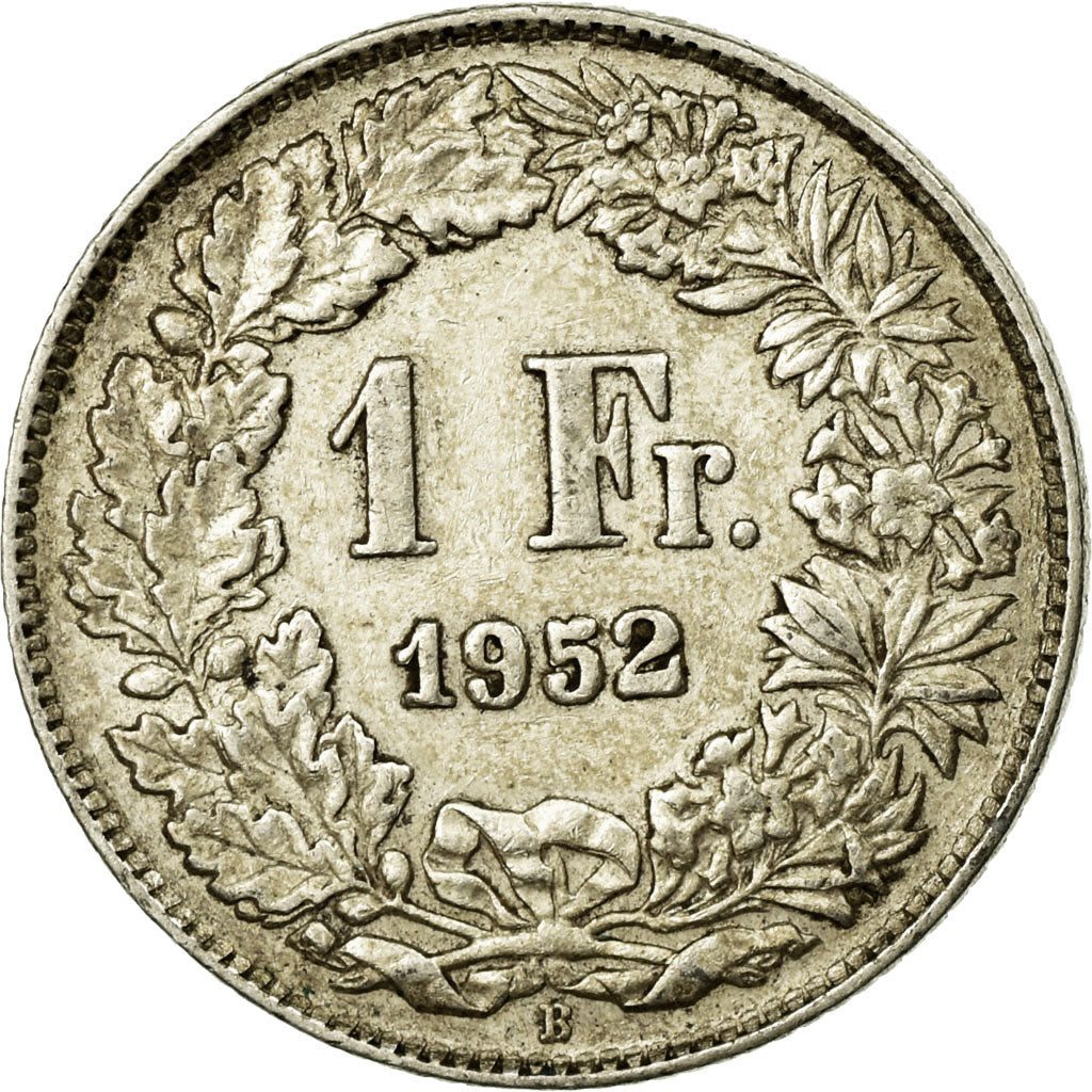 Coin, Switzerland, Franc, 1952, Bern, AU(50-53), Silver, KM:24
