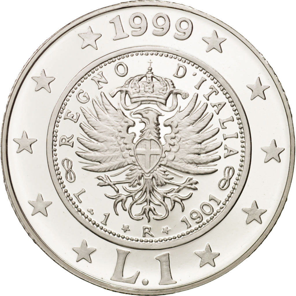 Coin, Italy, Lira, 1999, Rome, MS(65-70), Silver, KM:204