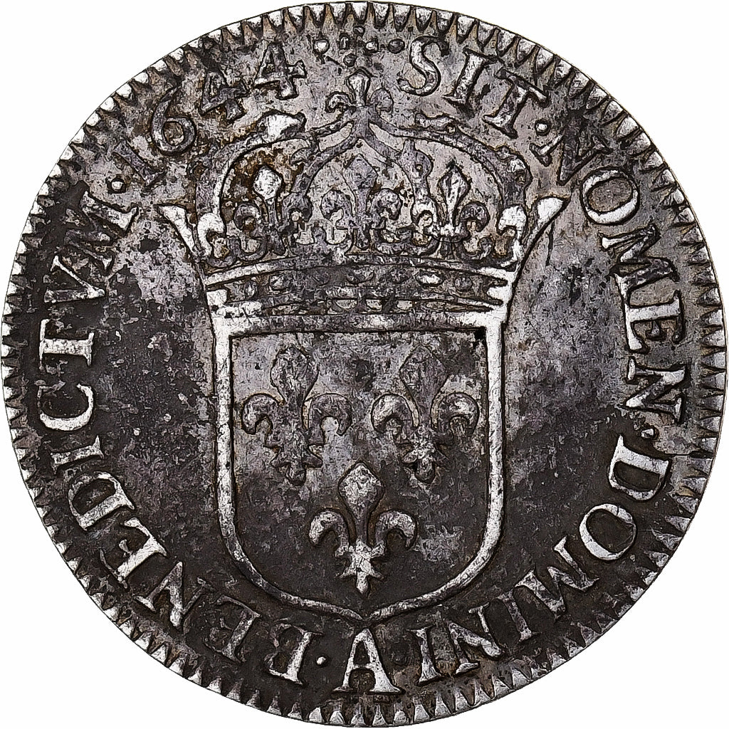 France, Louis XIV, 1/12 Ecu à la mèche courte, 1644, Paris, Argent, TTB
