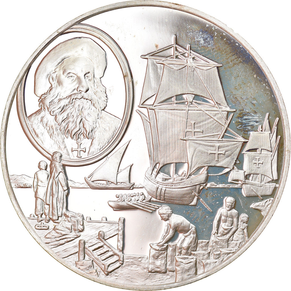France, Medal, The Boats, Vasco de Gama, History, MS(63), Silver