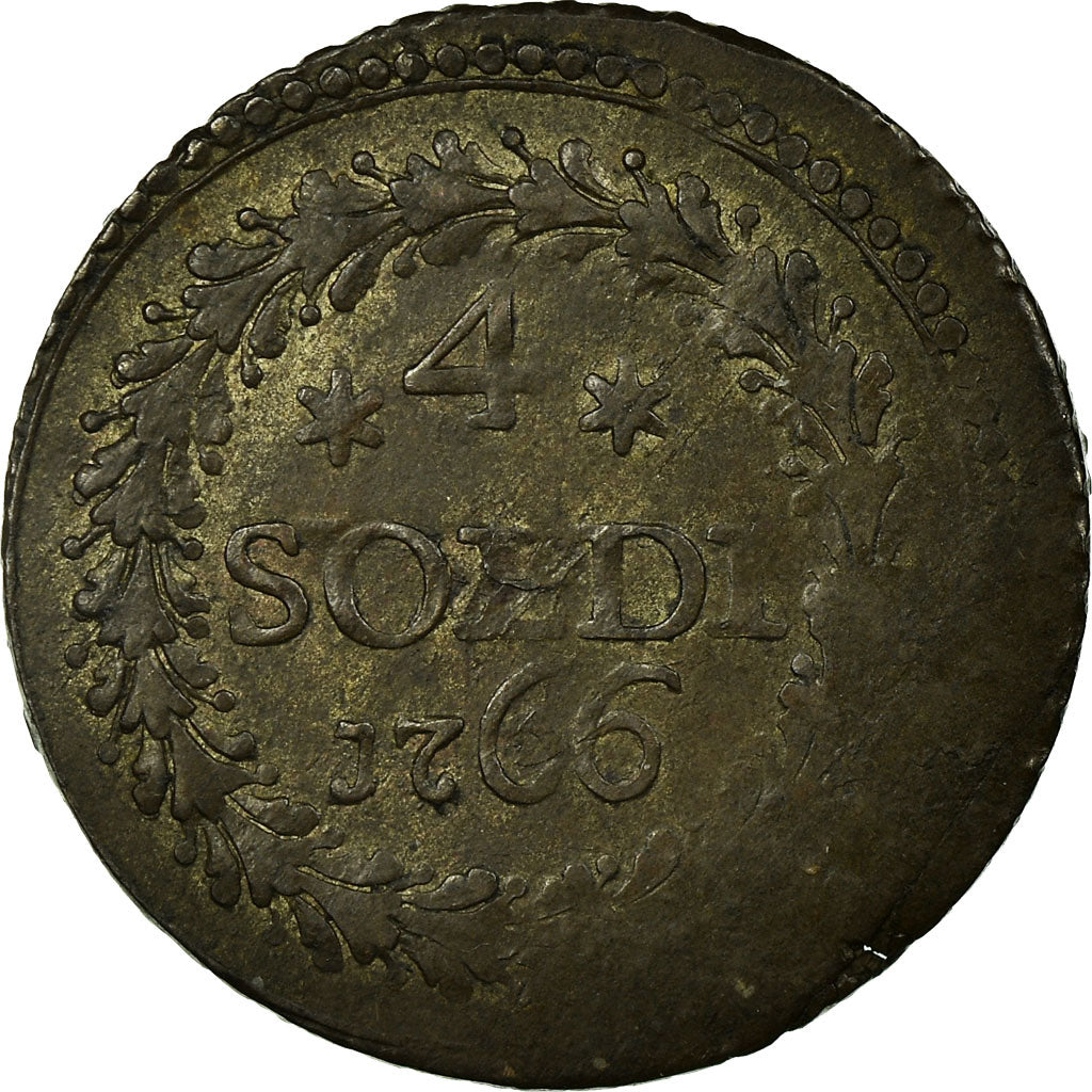 Moneta, STATI ITALIANI, CORSICA, General Pasquale Paoli, 4 Soldi, 1766, Murato