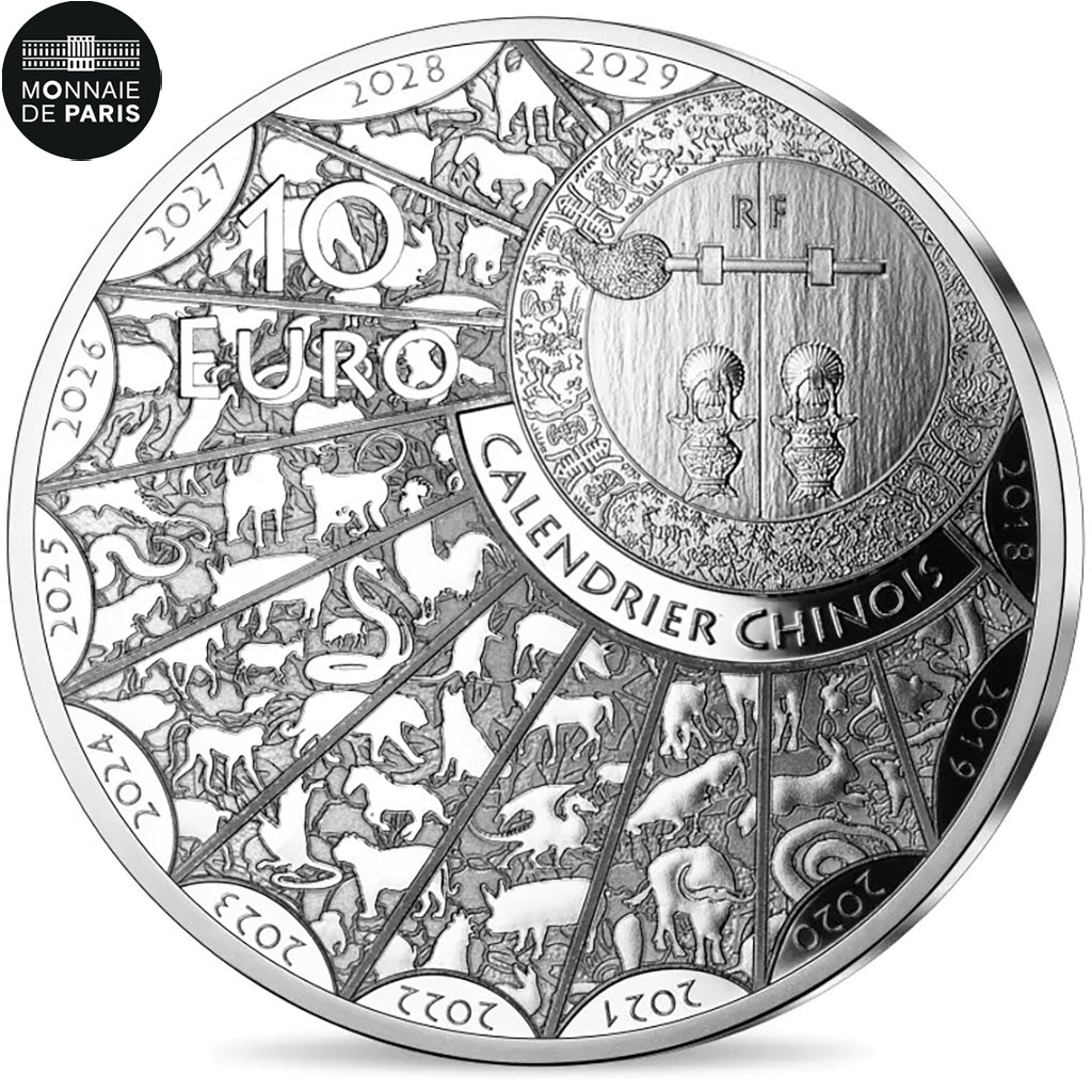 France, Year of the Dragon, 10 Euro, 2024, Monnaie de Paris, Silver, MS(65-70)