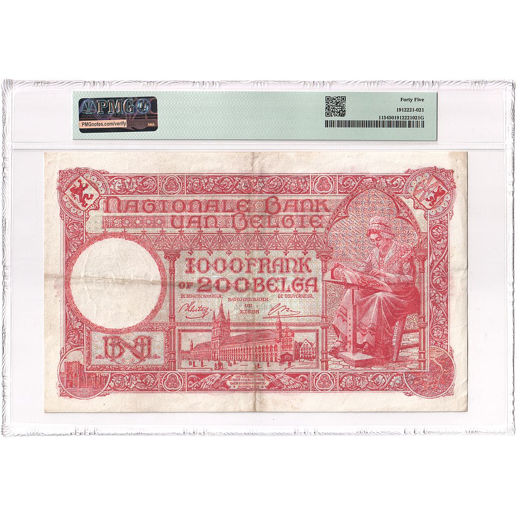 Bélgica, 1000 Francs-200 Belgas, 03-10-1944, MBC, PMG, Ch EF45