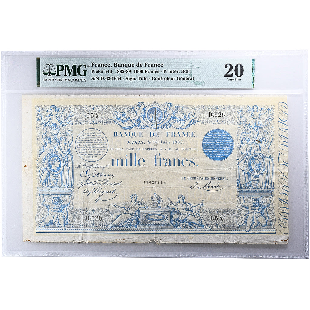 France, 1000 Francs, 1885-06-18, D.626, Indices Noirs Modifié, VF 20, PMG