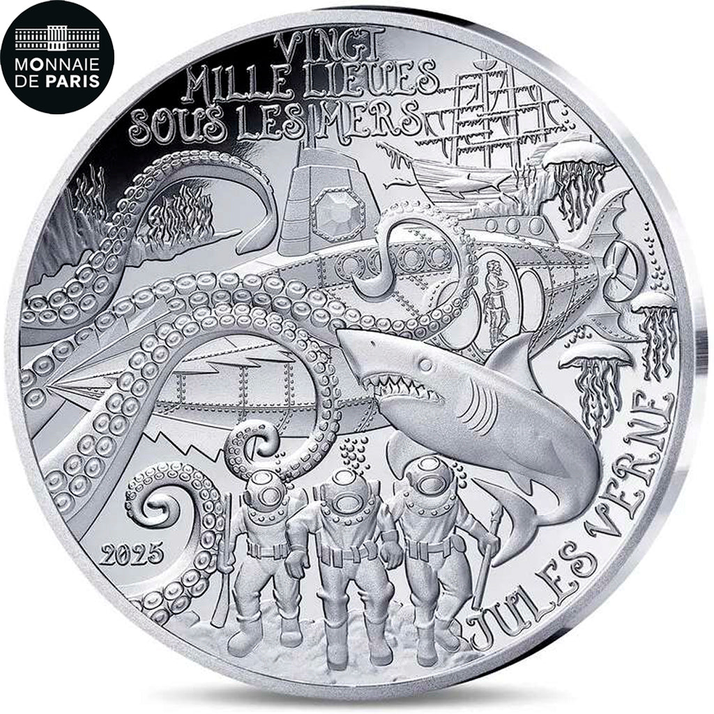 Francia, 10 Euro, L'art de la plume, Jules Verne - Vingt Mille Lieues sous les