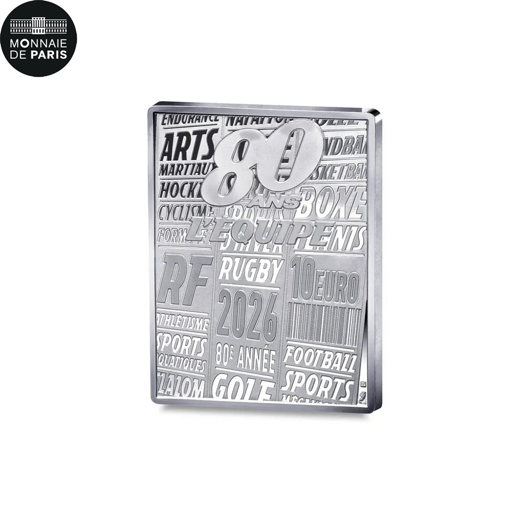 Francia, 10 Euro, 80 Ans L'Equipe - Rugby, BE, 2026, Monnaie de Paris, Plata