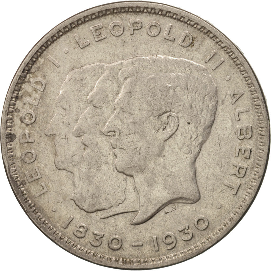 Coin, Belgium, 10 Francs-10 Frank, Deux / Twee Belgas, 1930, AU(50-53), Nickel