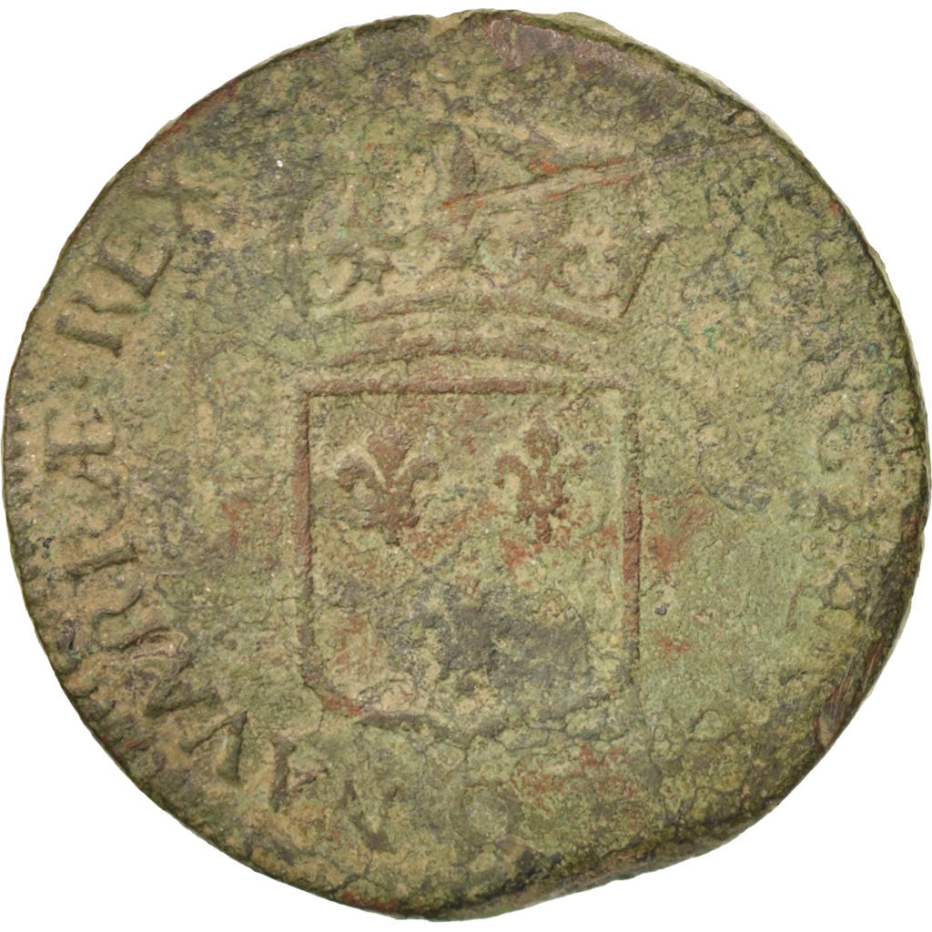 Coin, France, Sol, 1734, Perpignan, VG(8-10), Copper, Gadoury:276