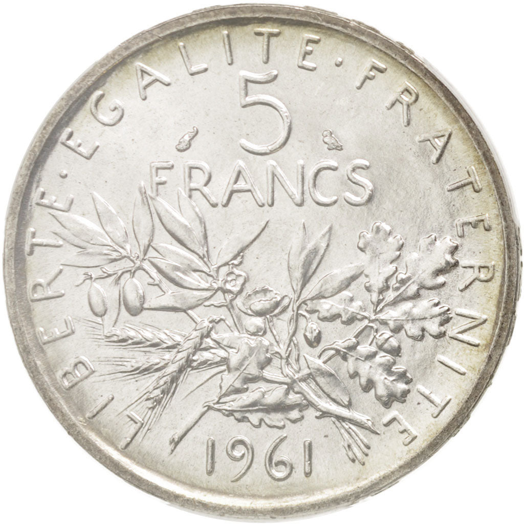 France, 5 Francs, Semeuse, 1961, Paris, Silver, PCGS, MS65, Gadoury:770, KM:926
