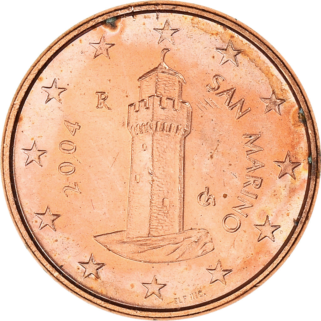 San Marino, Euro Cent, 2004, Rome, UNZ, Copper Plated Steel, KM:440