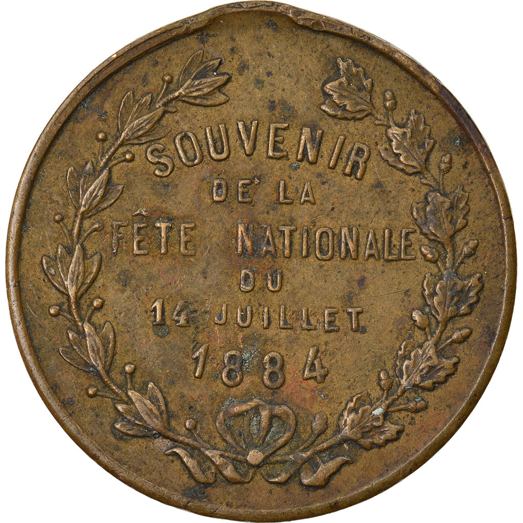 France, Medal, Souvenir de la Fête Nationale du 14 Juillet, 1884, VF(30-35)