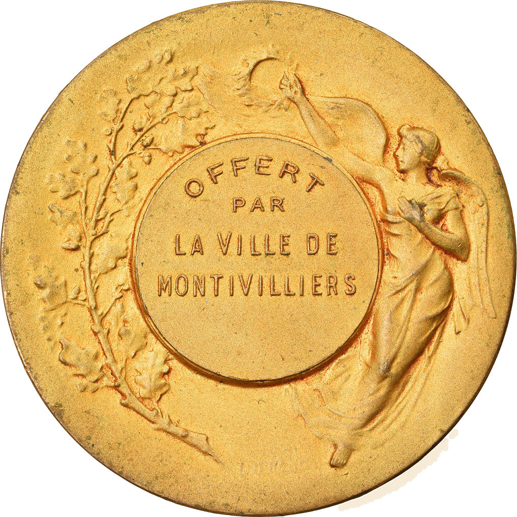 Frankreich, Medaille, Ville de Montvilliers, Geography, SS+, Gilt Bronze