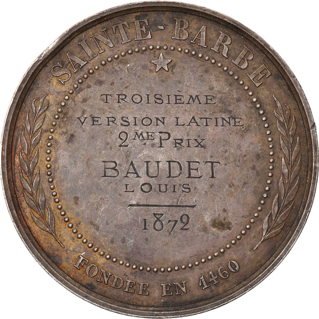 France, Medal, Victor de Lanneau, Sainte Barbe, Masonic, 1872, AU(55-58), Silver