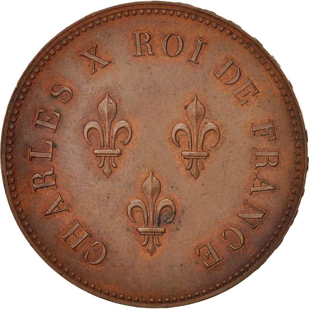 Moneda, Francia, Charles X, 5 Francs, Paris, EBC+, Bronce, Mazard:898a