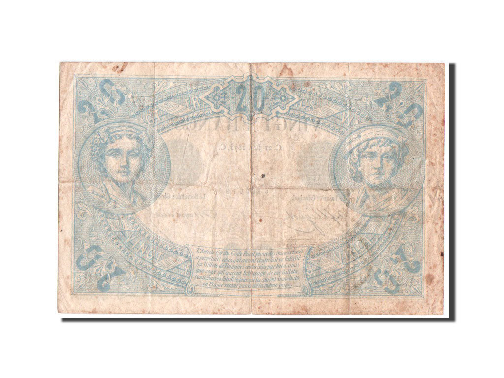 Billete, Francia, 20 Francs, 20 F 1874-1905 ''Noir'', 1875, 21.06.1875, BC