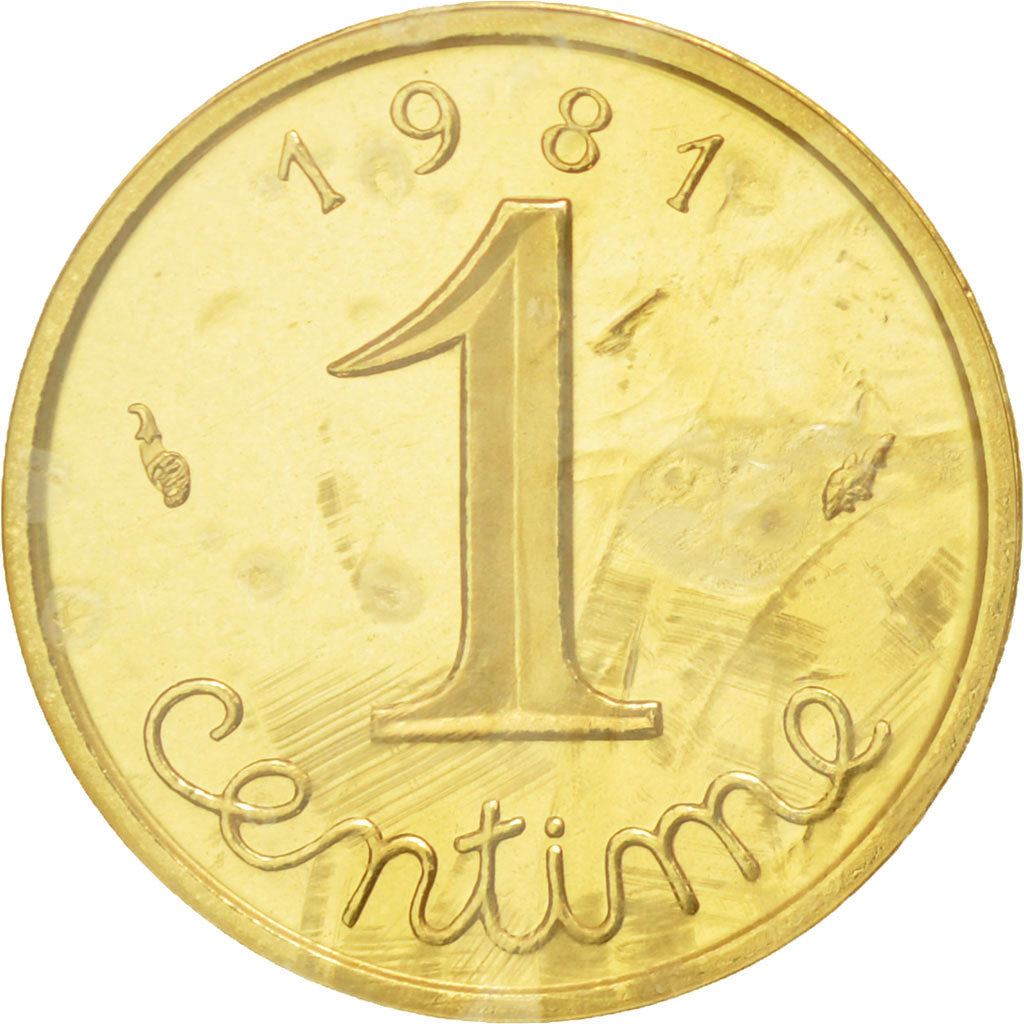 Coin, France, Centime, 1981, Paris, MS(65-70), Gold, KM:P685, Gadoury:4.P3