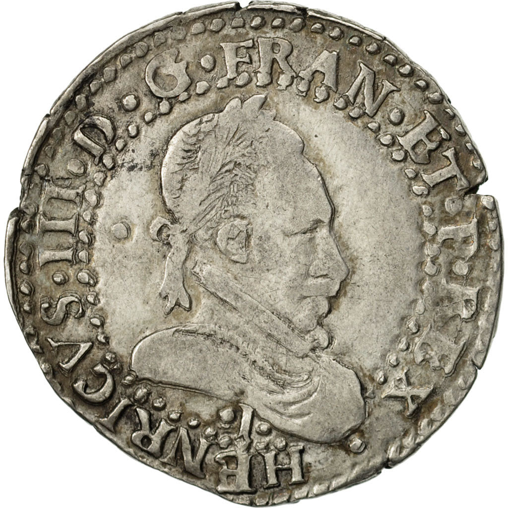 Frankrijk, Henri III, Demi Franc, 1587, Limoges, Zilver, ZF, Gadoury:487