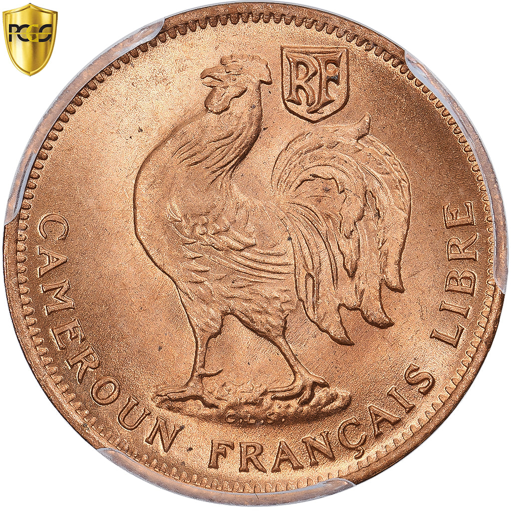 Cameroon, 50 Centimes, 1943, Pretoria, PCGS, MS66RD, Bronze, KM:6
