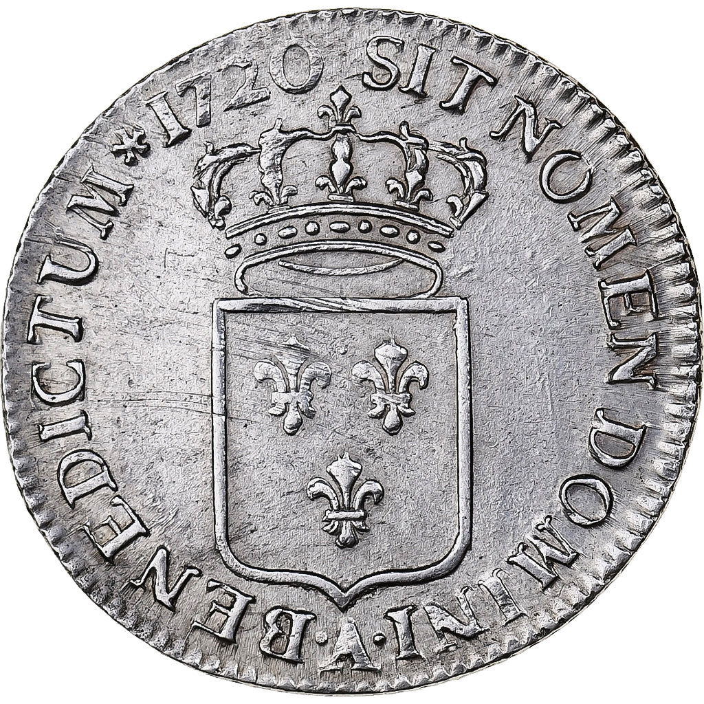 France, Louis XV, 1/3 écu de France, 1720, Paris, Silver, AU(50-53)