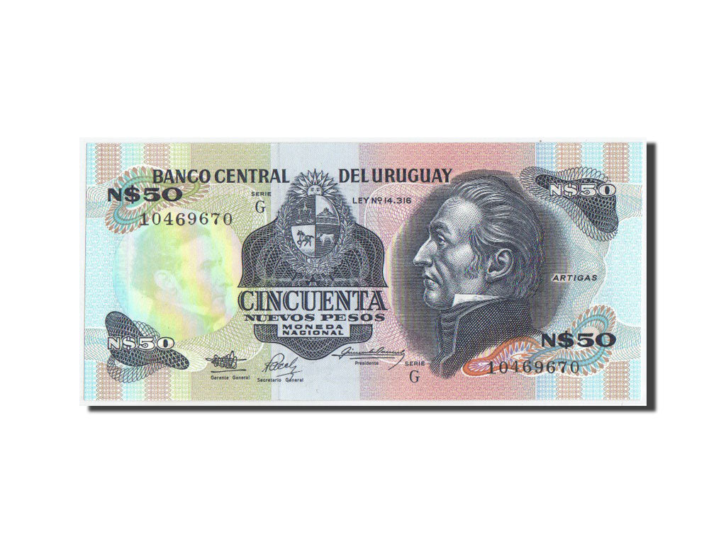 Banknote, Uruguay, 50 Nuevos Pesos, 1989, KM:61a, UNC(65-70)