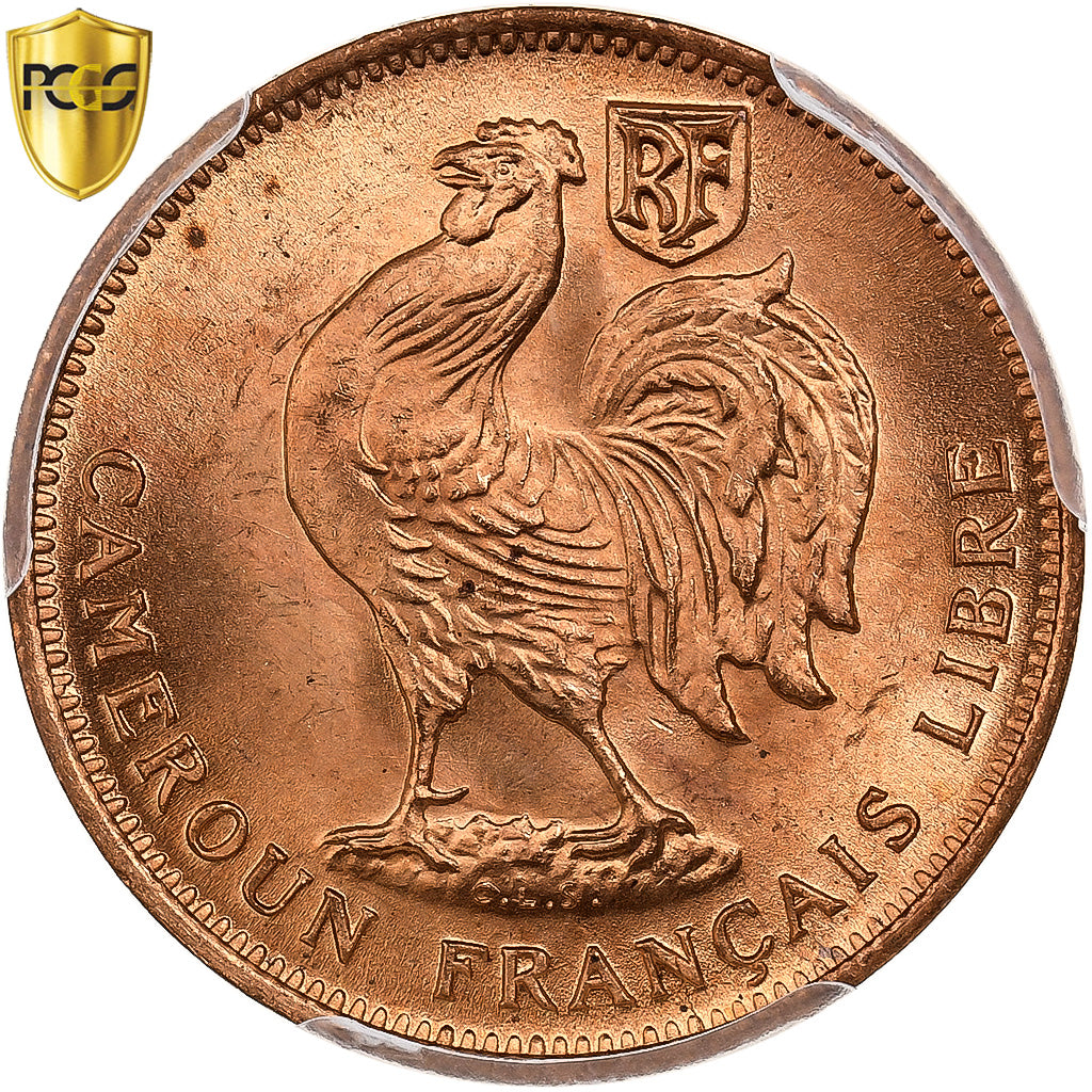 Cameroon, 50 Centimes, 1943, Pretoria, Bronze, PCGS, MS66RD, KM:6