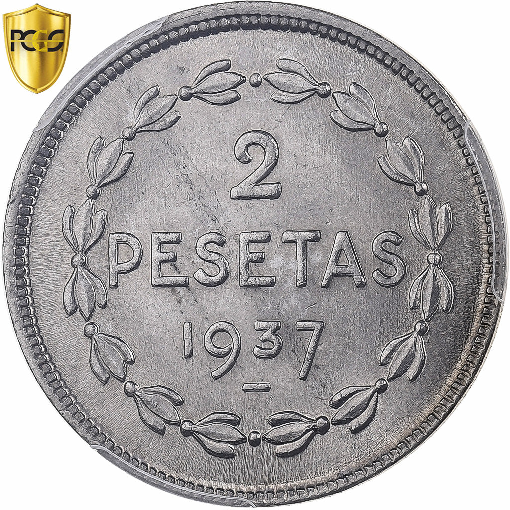 Basque Country, 2 Pesetas, Euzkadi, 1937, Brussels, Nickel, PCGS, MS65, KM:2