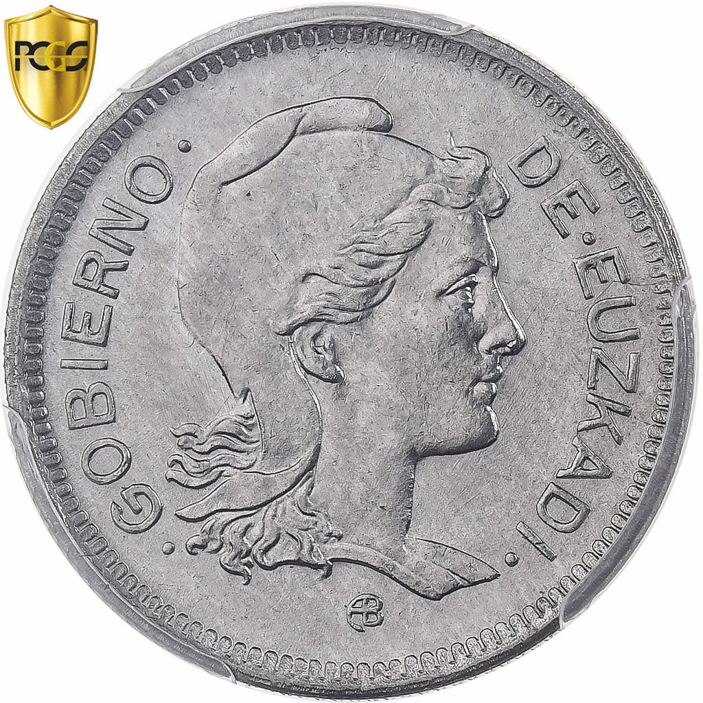 Basque Country, Peseta, Euzkadi, 1937, Brussels, Nickel, PCGS, MS65, KM:1