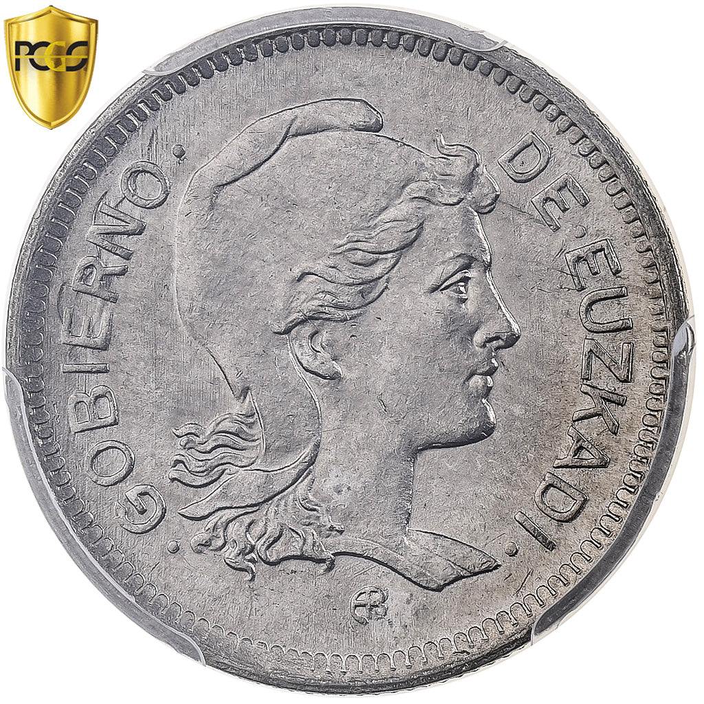 Pays basque, Peseta, Euzkadi, 1937, Bruxelles, Nickel, PCGS, MS66, KM:1