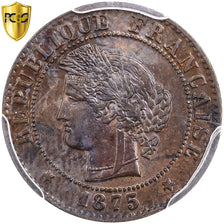 France, Centime, Cérès, 1875, Bordeaux, Bronze, PCGS, MS63BN, Gadoury:88