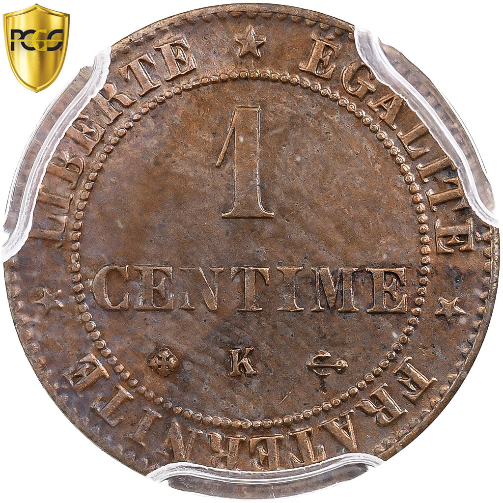 France, Centime, Cérès, 1875, Bordeaux, Bronze, PCGS, MS63BN, Gadoury:88