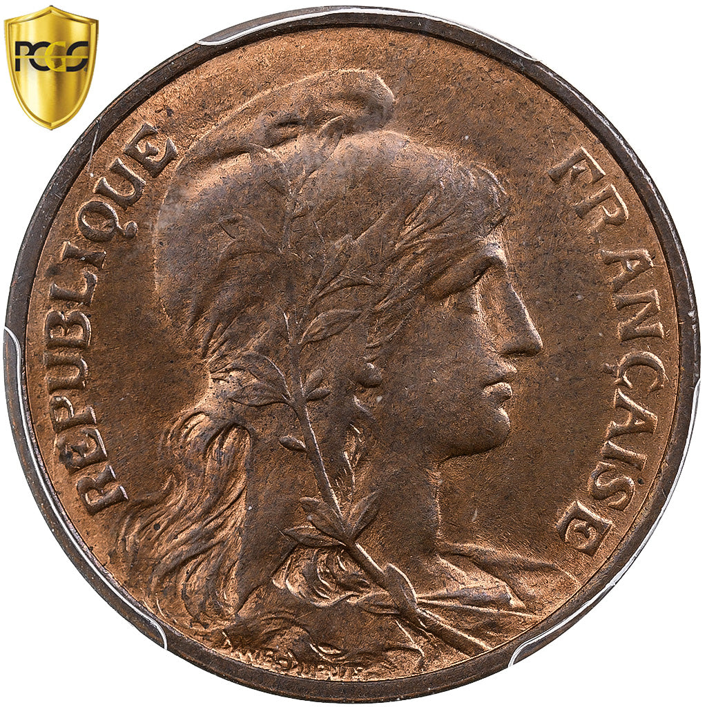 France, 5 Centimes, Daniel-Dupuis, 1920, Paris, Bronze, PCGS, MS64RB