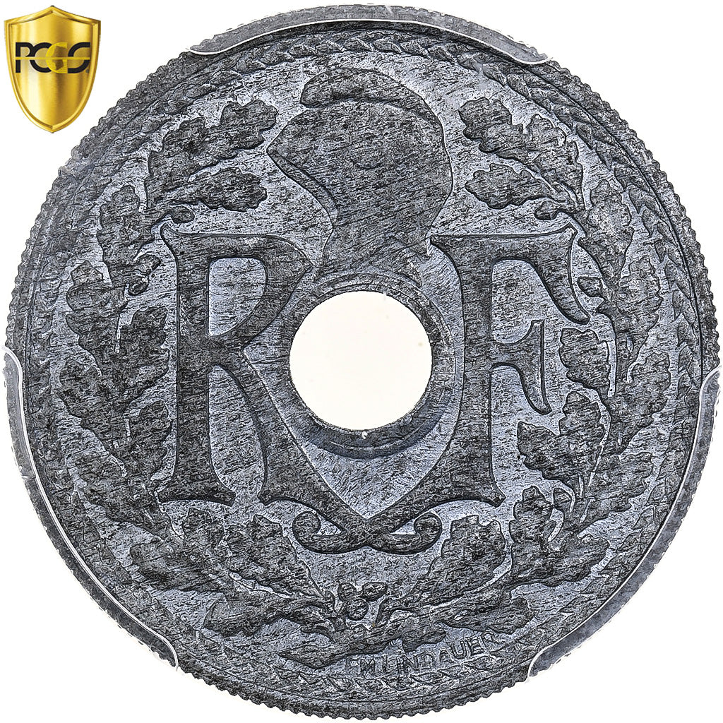 Francja, 20 Centimes, Lindauer, 1945, Paris, Cynk, PCGS, MS63, Gadoury:324
