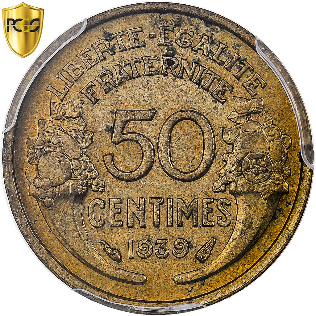 France, 50 Centimes, Morlon, 1939, Aluminum-Bronze, PCGS, MS64, Gadoury:423