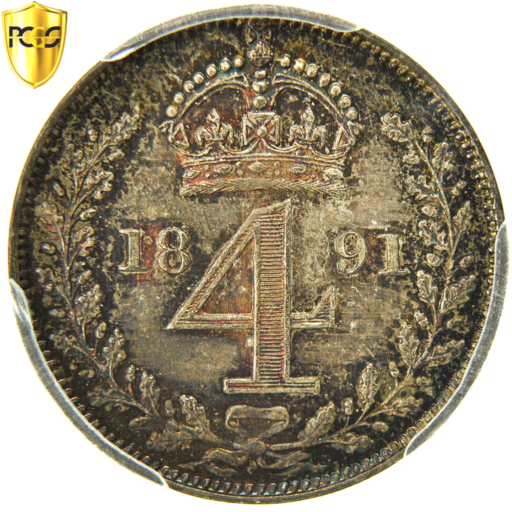 Wielka Brytania, Victoria, 4 Pence, 1891, Srebro, PCGS, PL66, Spink:3933, KM:773