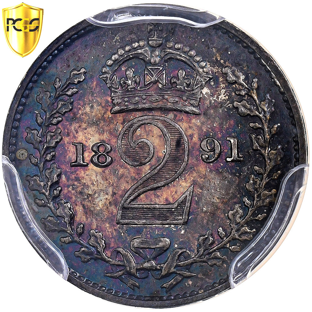 Grã-Bretanha, Victoria, 2 Pence, Maundy, 1891, Prata, PCGS, PL66, Spink:3935