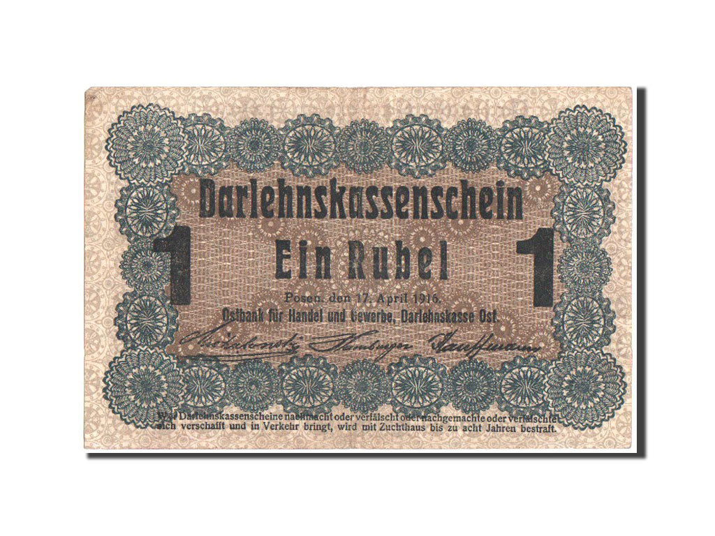 Billete, 1 Rubel, 1916, Alemania, KM:R122a, 17.4.1916, MBC