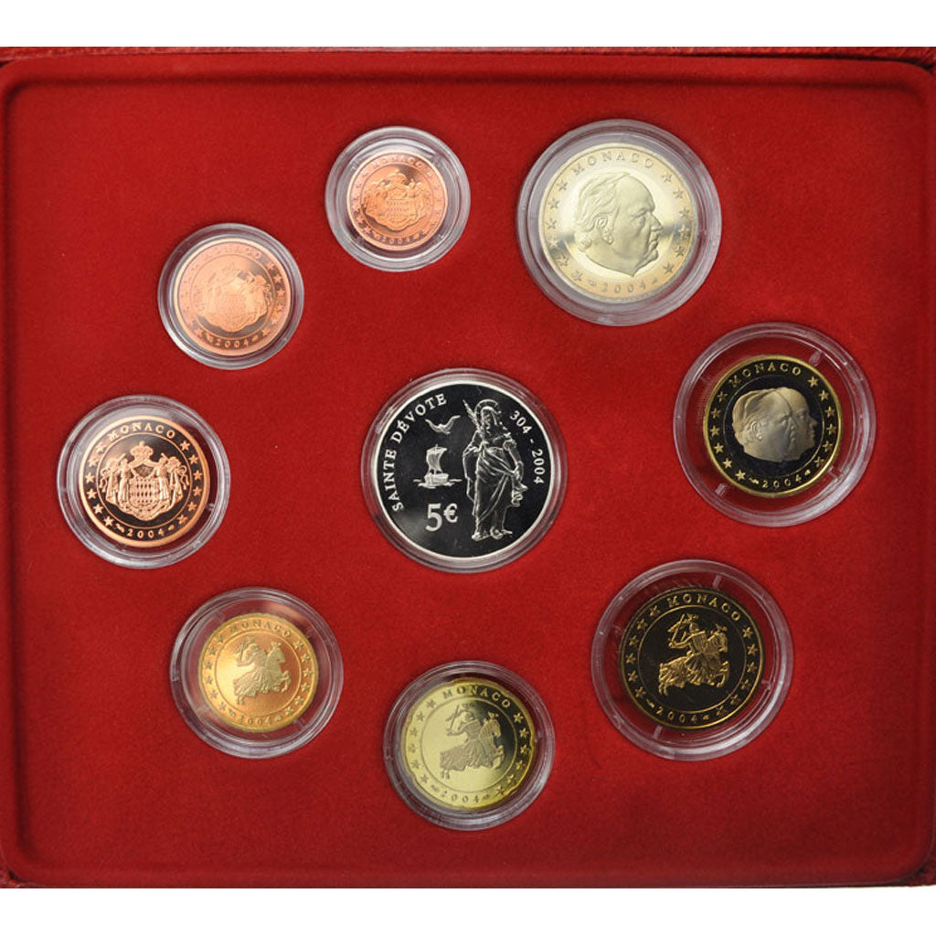 Monaco, Rainier III, Set 1c. à 2€, Proof, 2004, MDP, MS(65-70)