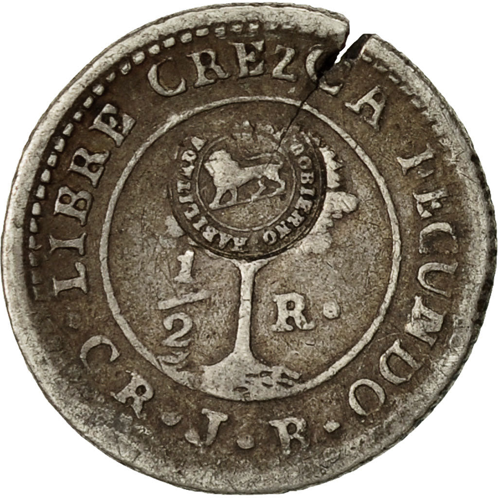 Coin, Costa Rica, 1/2 Réal, 1847, VF(20-25), Silver, KM:68