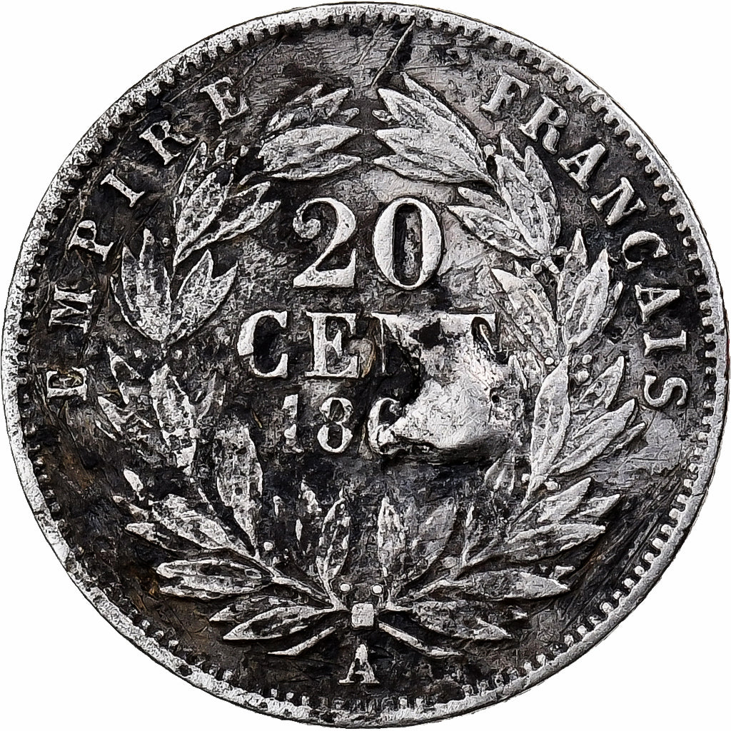 France, 20 Centimes, Napoléon III, Satirique, 186[?], Paris, Silver, VF(30-35)
