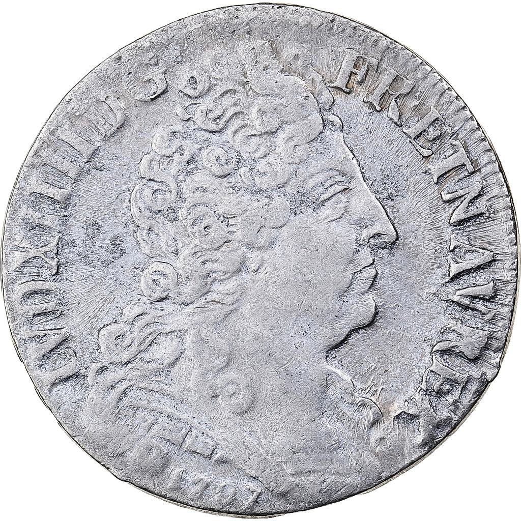 Francia, Louis XIV, 20 Sols aux insignes, 1707, Paris, Argento, MB+, Gadoury:164