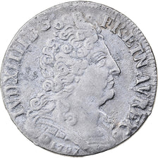 Francia, Louis XIV, 20 Sols aux insignes, 1707, Paris, Argento, MB+, Gadoury:164