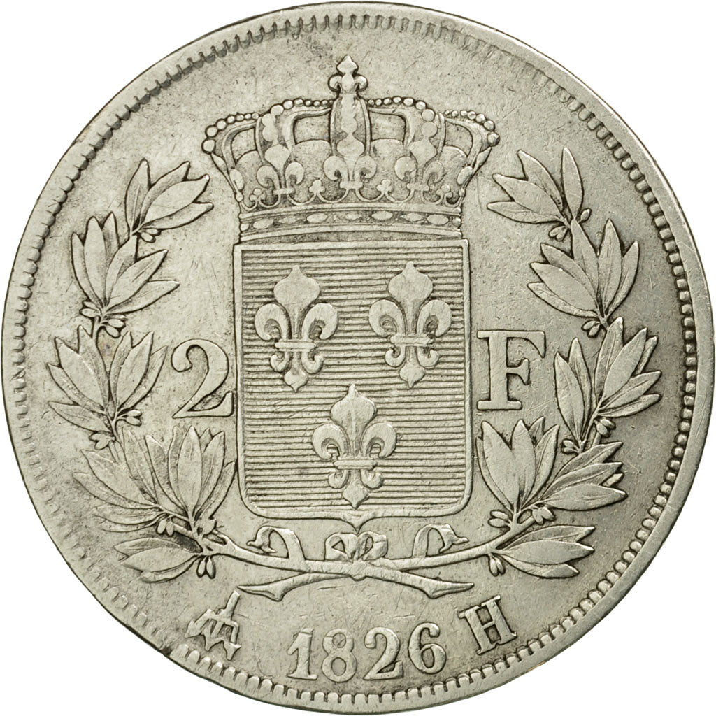 Münze, Frankreich, Charles X, 2 Francs, 1826, La Rochelle, S+, Silber