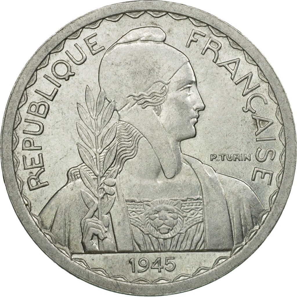 Moneda, INDOCHINA FRANCESA, 20 Cents, 1945, Castelsarrasin, SC, Aluminio