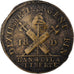 França, 18 Deniers, Caisse métallique, 1792 / AN 4, Paris, Latão, VF(20-25)